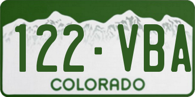 CO license plate 122VBA