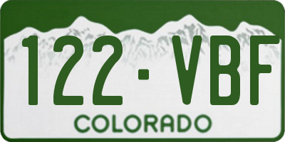 CO license plate 122VBF
