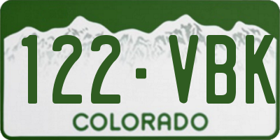 CO license plate 122VBK