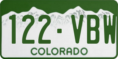 CO license plate 122VBW