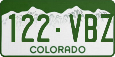 CO license plate 122VBZ