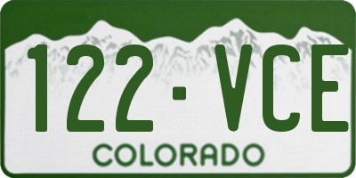 CO license plate 122VCE