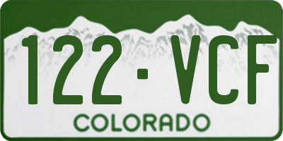 CO license plate 122VCF