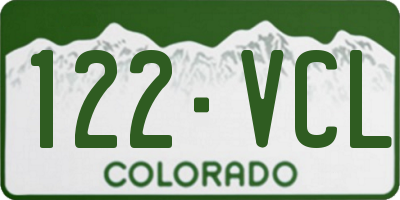 CO license plate 122VCL