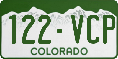 CO license plate 122VCP