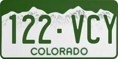 CO license plate 122VCY