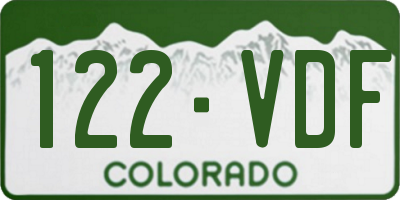 CO license plate 122VDF