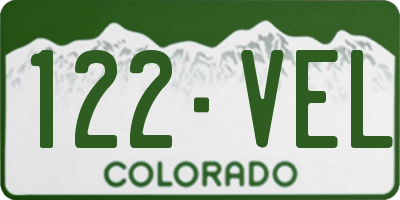 CO license plate 122VEL