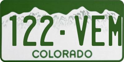 CO license plate 122VEM