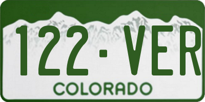 CO license plate 122VER