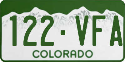 CO license plate 122VFA