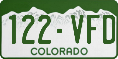 CO license plate 122VFD