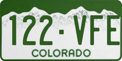 CO license plate 122VFE