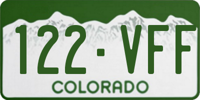 CO license plate 122VFF