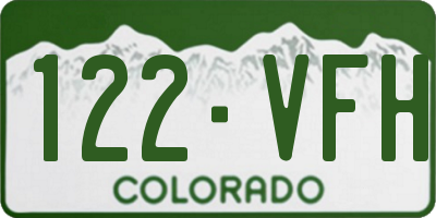 CO license plate 122VFH
