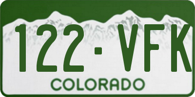 CO license plate 122VFK