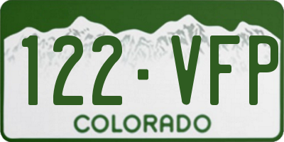 CO license plate 122VFP