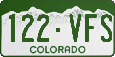 CO license plate 122VFS