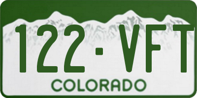 CO license plate 122VFT