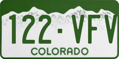 CO license plate 122VFV