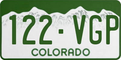CO license plate 122VGP