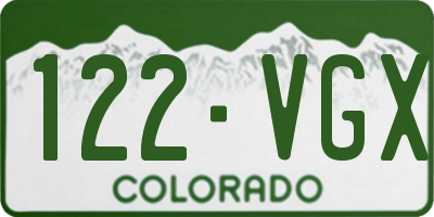 CO license plate 122VGX