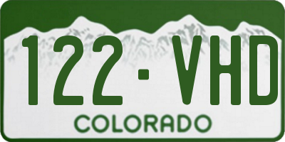 CO license plate 122VHD
