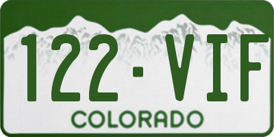 CO license plate 122VIF