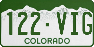 CO license plate 122VIG