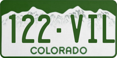 CO license plate 122VIL