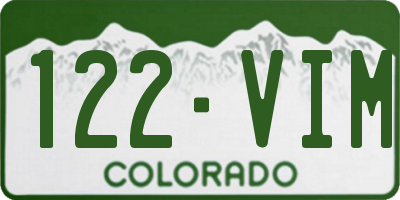 CO license plate 122VIM