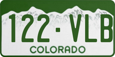 CO license plate 122VLB