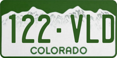 CO license plate 122VLD