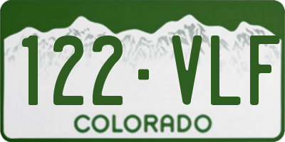 CO license plate 122VLF