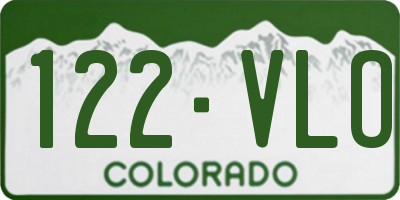 CO license plate 122VLO