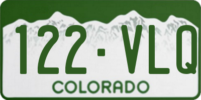 CO license plate 122VLQ