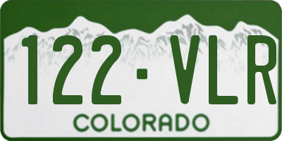 CO license plate 122VLR