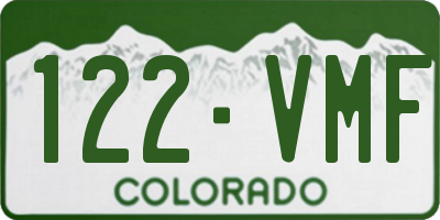 CO license plate 122VMF