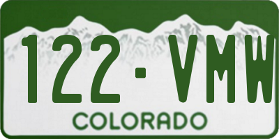 CO license plate 122VMW