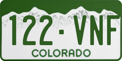 CO license plate 122VNF