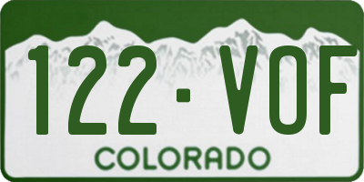 CO license plate 122VOF