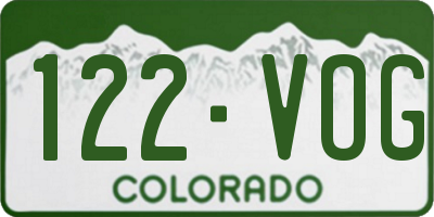 CO license plate 122VOG