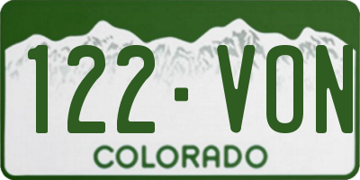 CO license plate 122VON