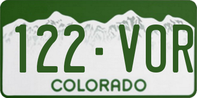 CO license plate 122VOR