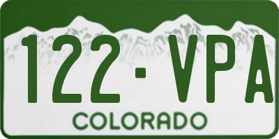 CO license plate 122VPA