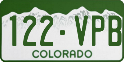 CO license plate 122VPB