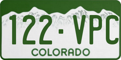 CO license plate 122VPC