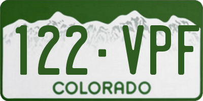 CO license plate 122VPF