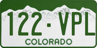 CO license plate 122VPL