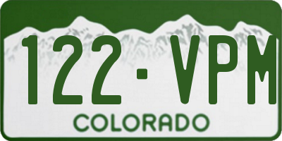 CO license plate 122VPM
